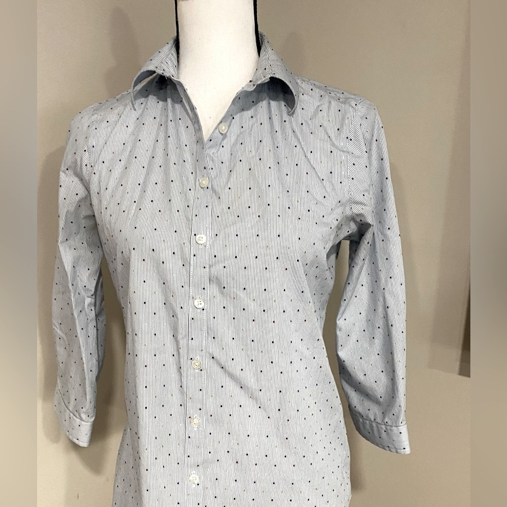 Lands End Blue Button Blouse